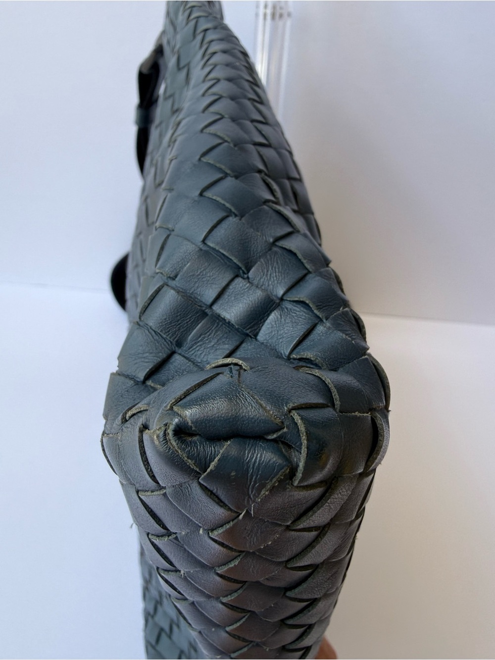 Bottega Veneta Slate Blue Intrecciato Leather Crossbody Tote/ clutch- Unisex! - Picture 7 of 17